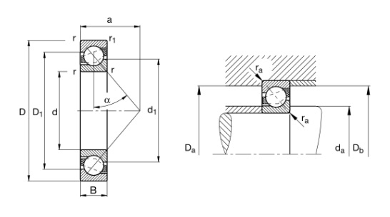 7214-B-TVP-UO drawing and Load chart